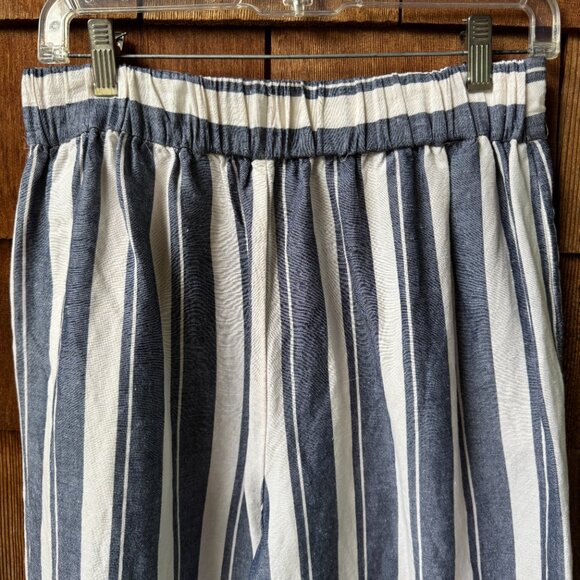 EUC Madewell Side Button Huston Stripe Pull On Crop Wide Leg Pants in Medium - Picture 7 of 10